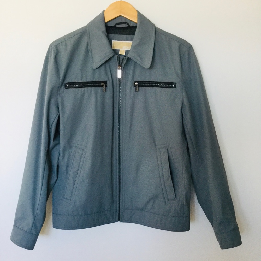 Michael Kors Men’s Zip-Up Jacket with Leather Trim